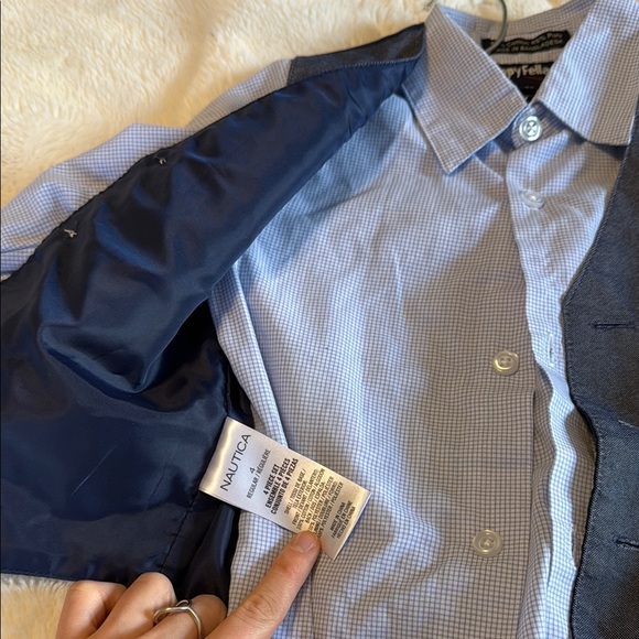 Boys Blue and Gray Vest Shirt Set - Picture 5 of 5